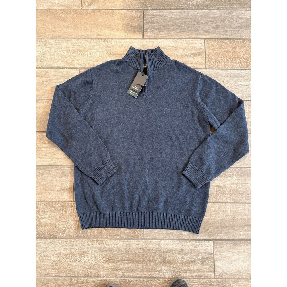 NWT Rodd & Gunn 1/4 Zip Mens 2XL Navy Half Zip 100% Cotton Casual Preppy